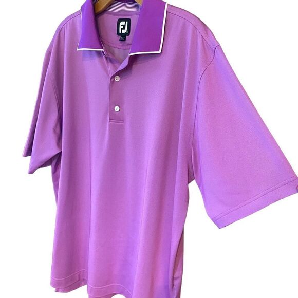 FootJoy Sz L Purple Golf Tennis Pickleball Athleisure Athletic Short Sleeve Polo - Picture 3 of 8